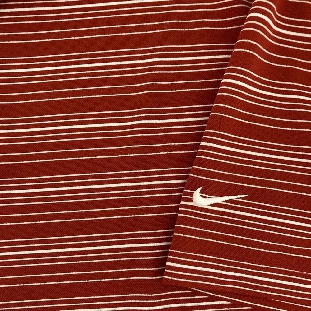 Nike Golf Dri-FIT Polo Shirt Mens Large Red White Striped Performance Tee - Picture 6 of 11